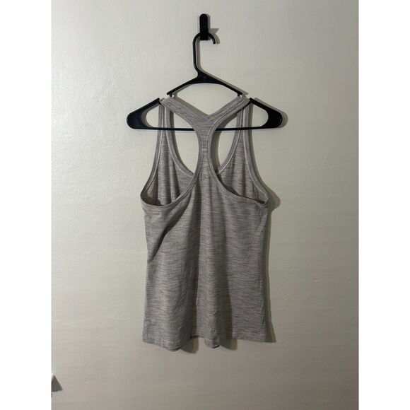 Lululemon Racerback Tank Top Size L Gray Stripe Swiftly Tech Run Yoga - Picture 2 of 3
